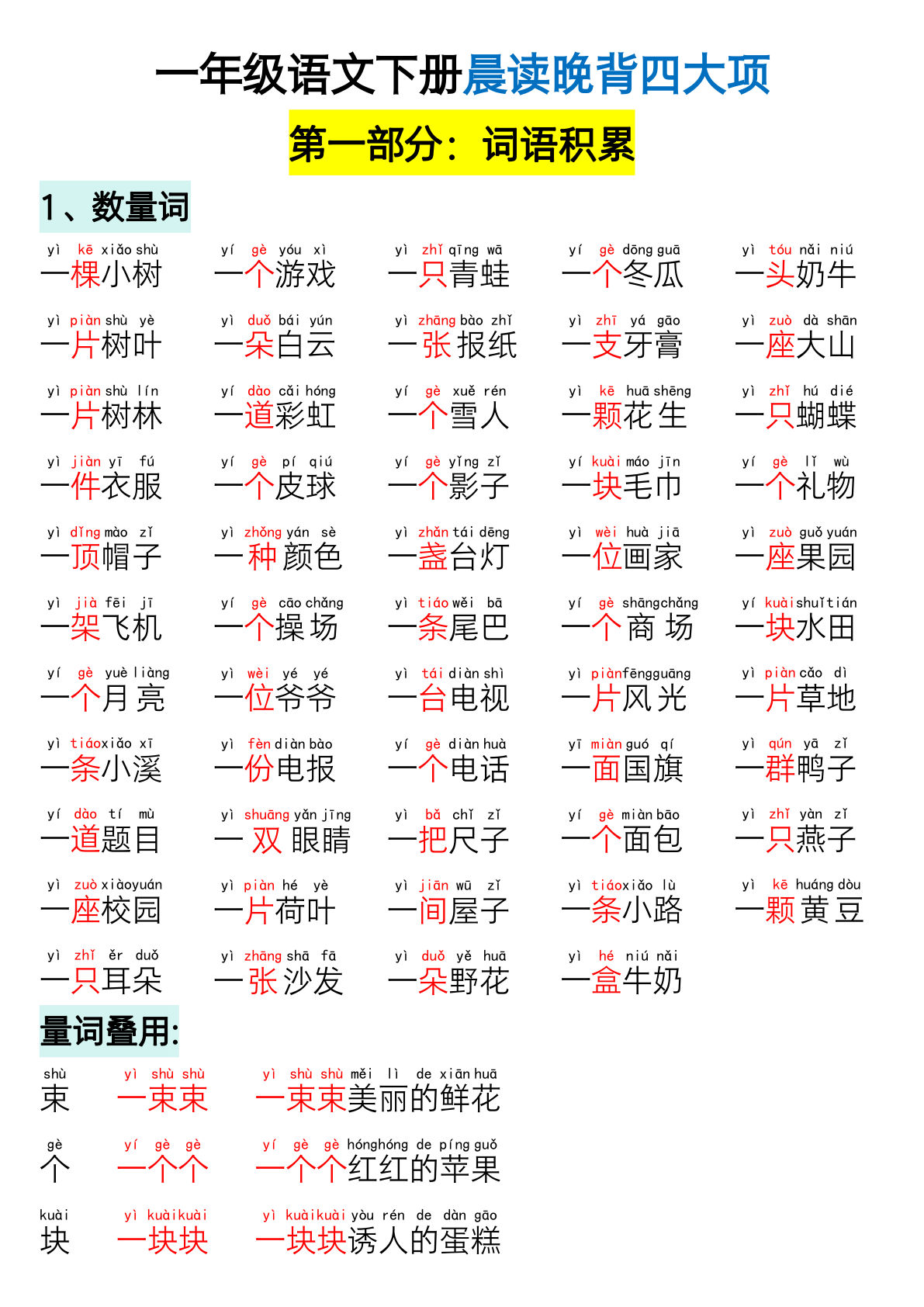 一下册年级下语文晨读晚背-鸡娃题库官网-永久免费分享小学教辅资源