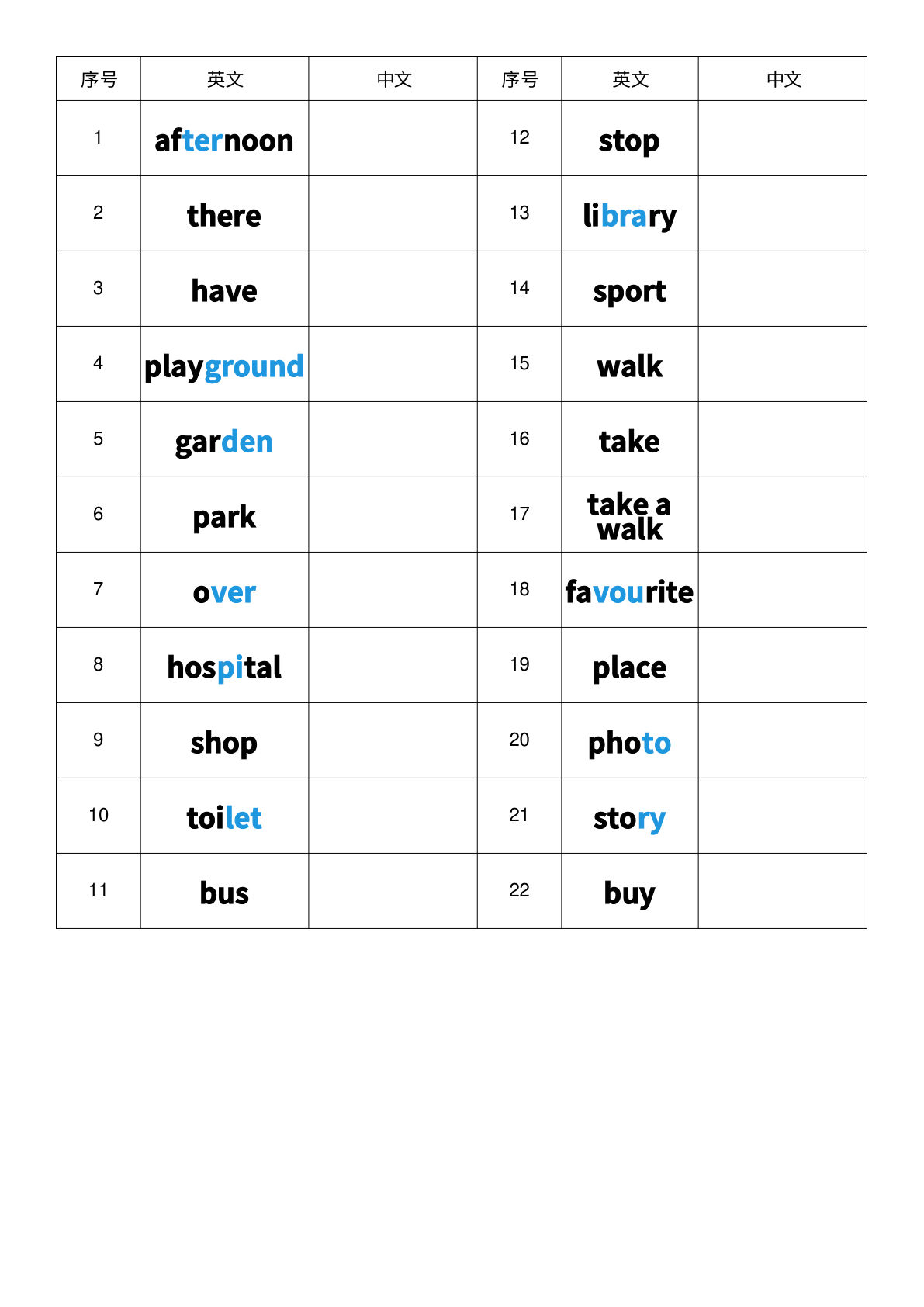 四年级上册人教PEP版英语【Unit3-英译中】