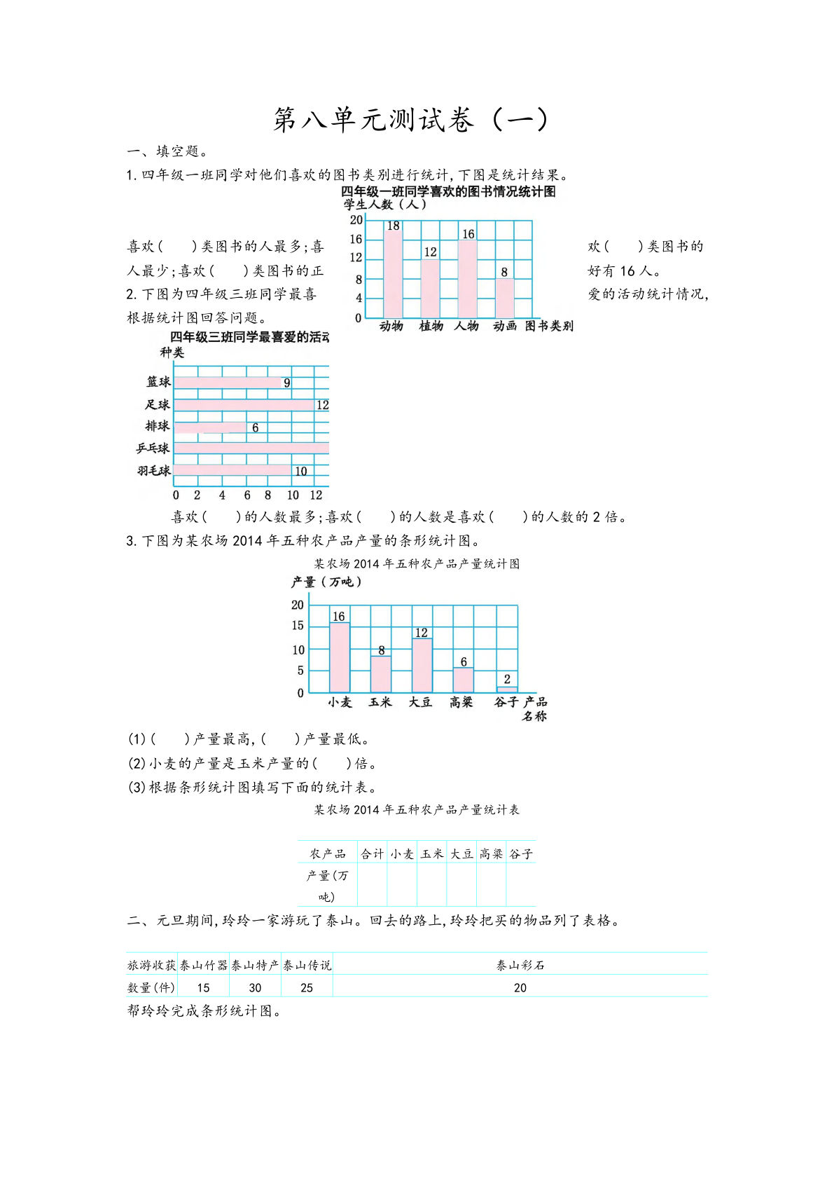 四年级上册青岛版数学第八单元测试卷.1