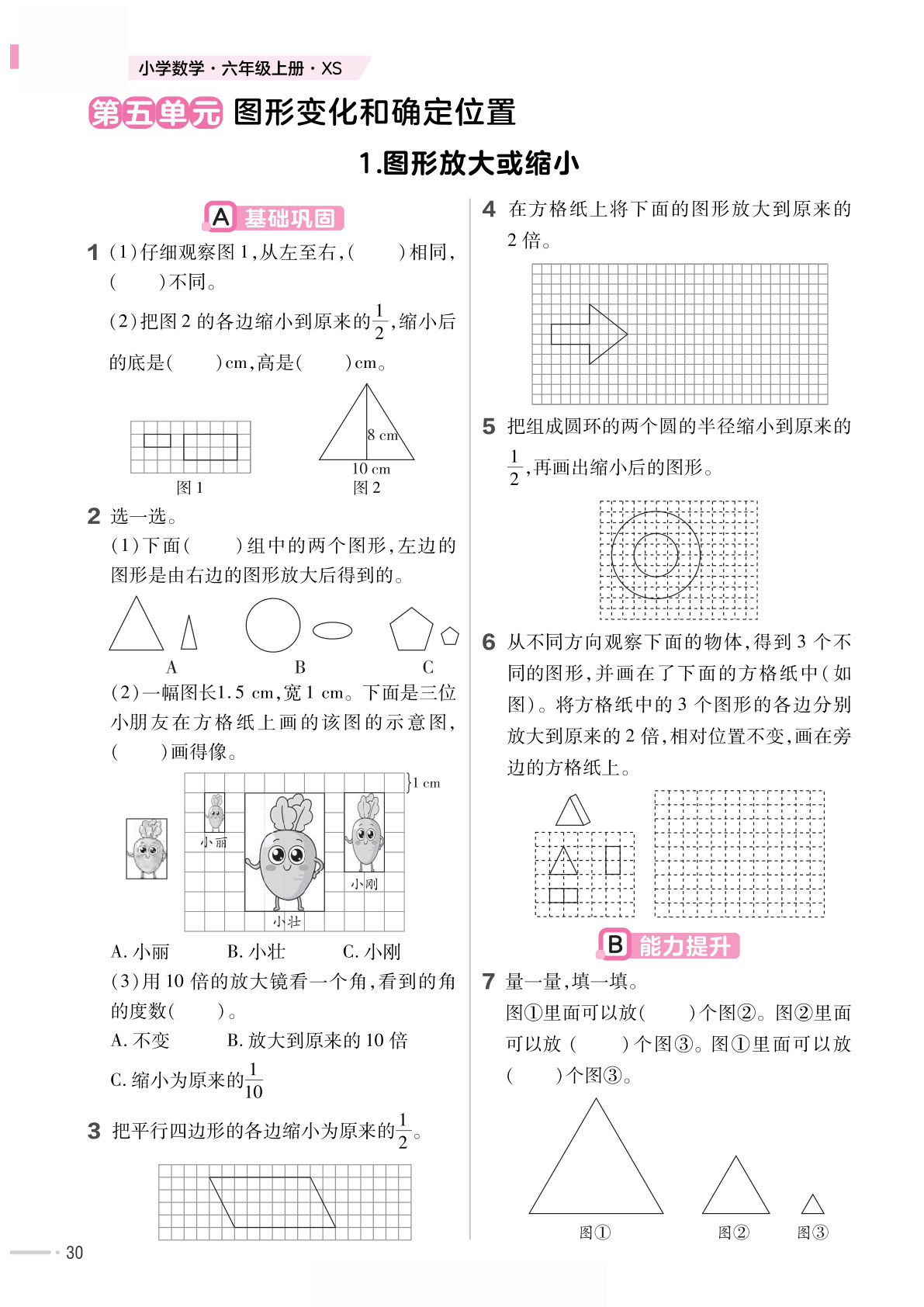 六年级上册西师版数学第五单元图形变化和位置