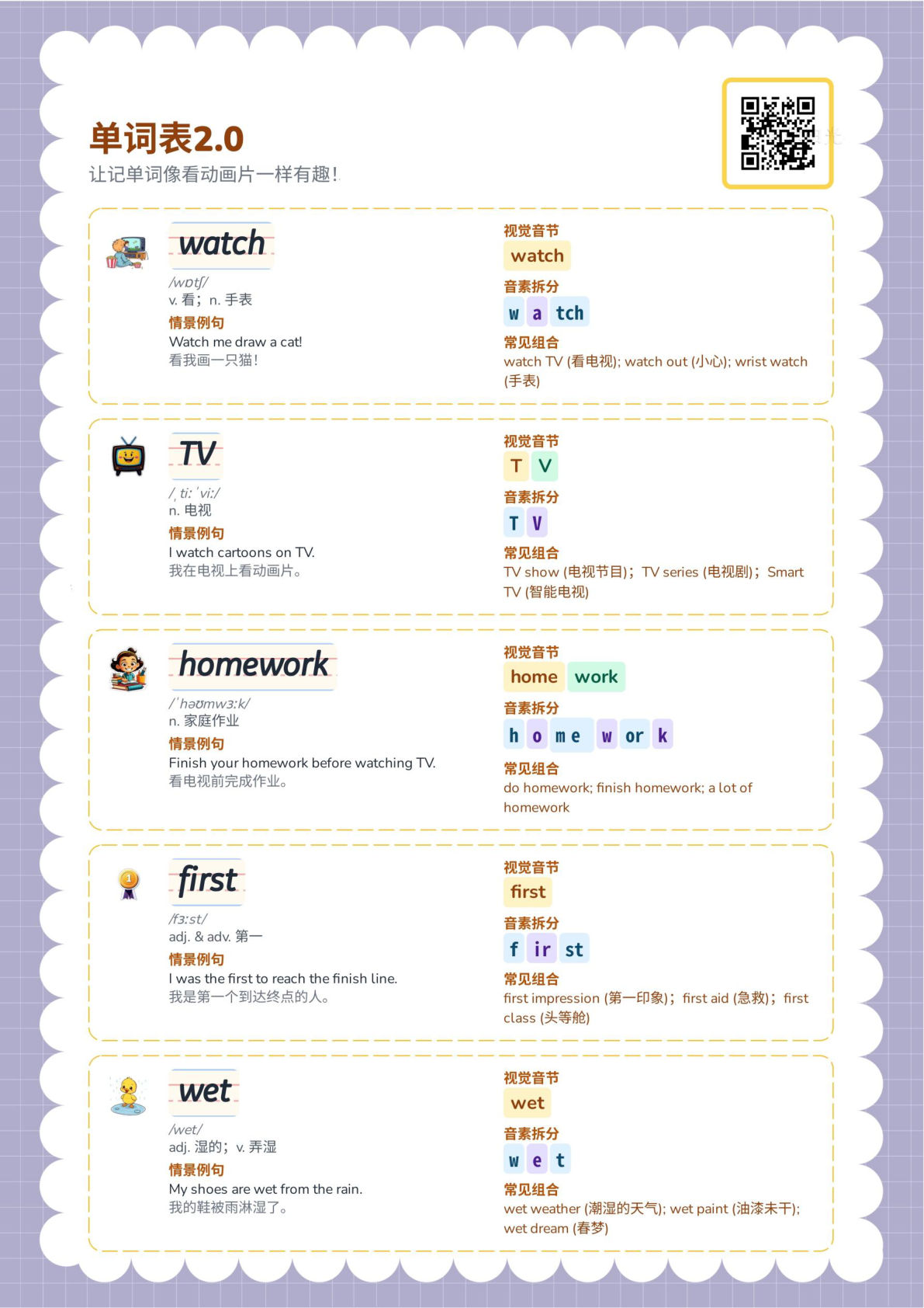 2026春人教版英语四年级下册单词讲解-unit 2-鸡娃题库官网-永久免费分享小学教辅资源