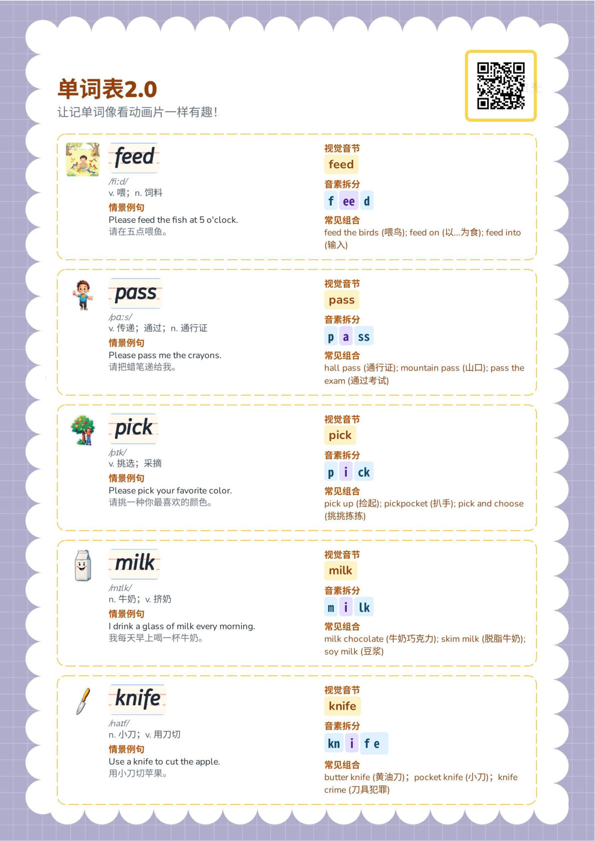 2026春人教版四年级英语下册单词讲解-unit 6