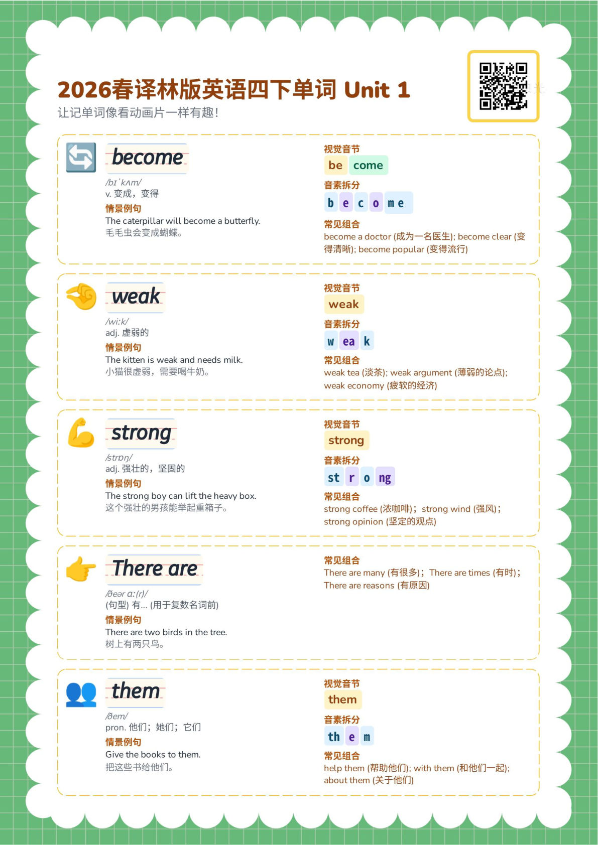 2026春译林版英语四年级下册单词领读 Unit 1_8单元-鸡娃题库官网-永久免费分享小学教辅资源