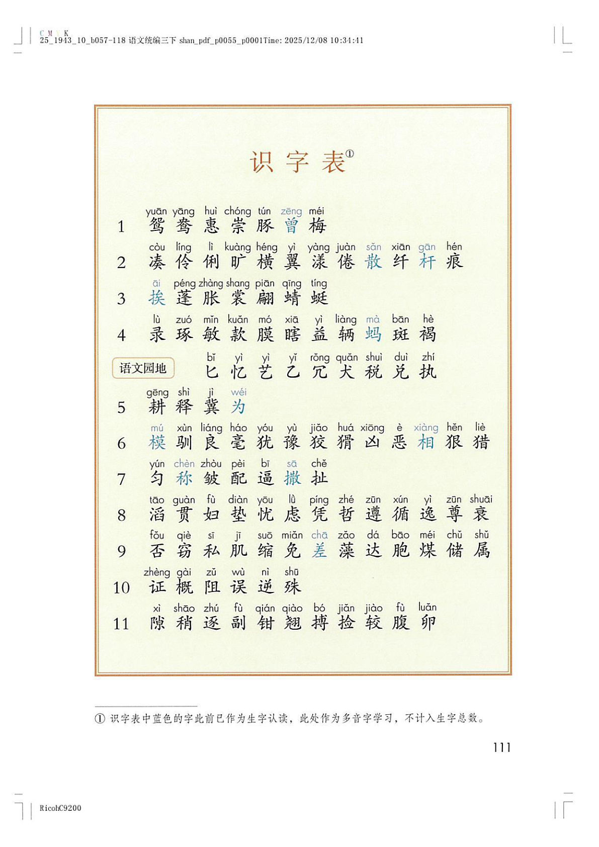 26春三年级下册语文课后三表（识字表写字表词语表）8页-鸡娃题库官网-永久免费分享小学教辅资源