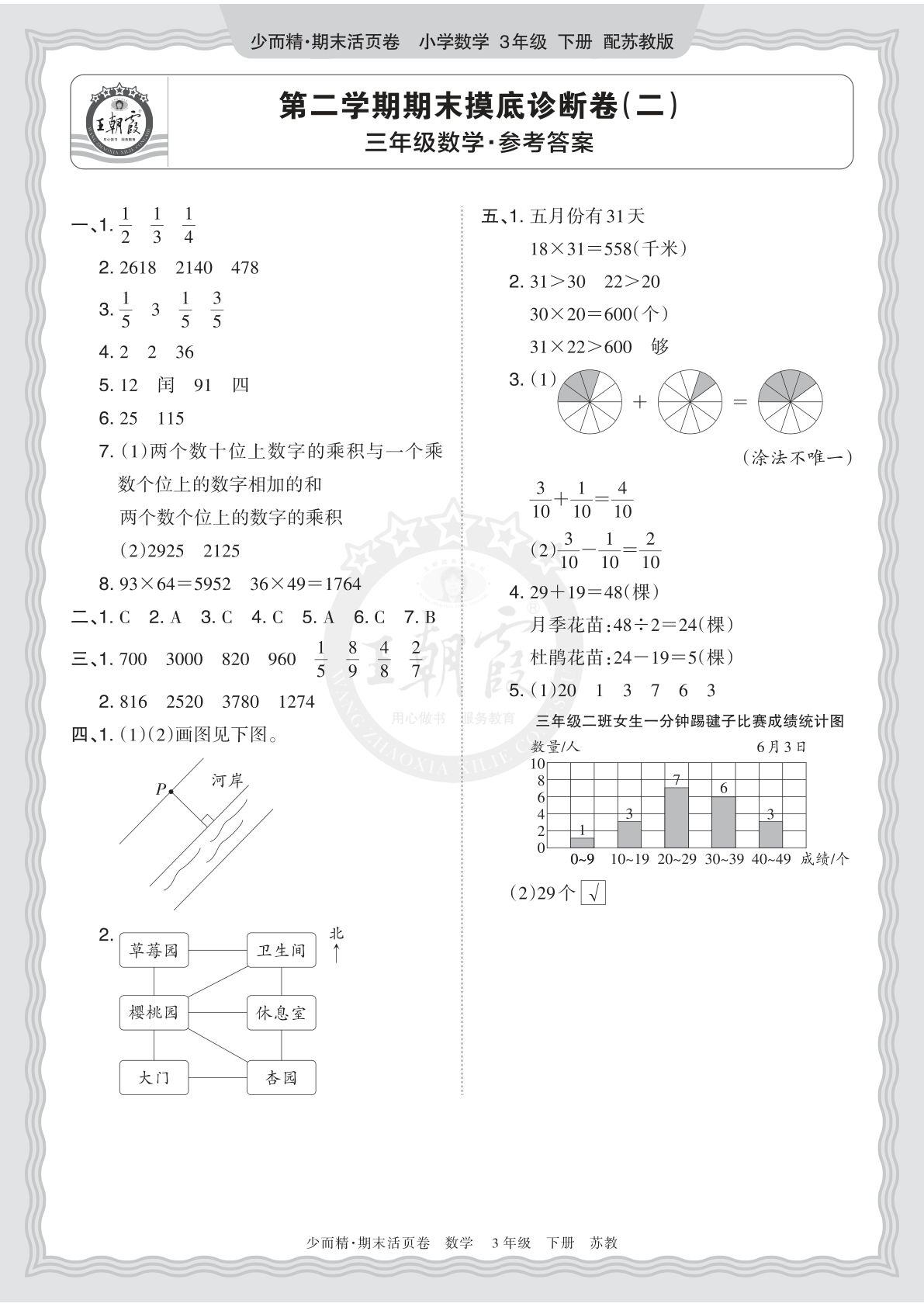 三年级下册苏教数学期末摸底诊断卷(二)答案_仔仔题库