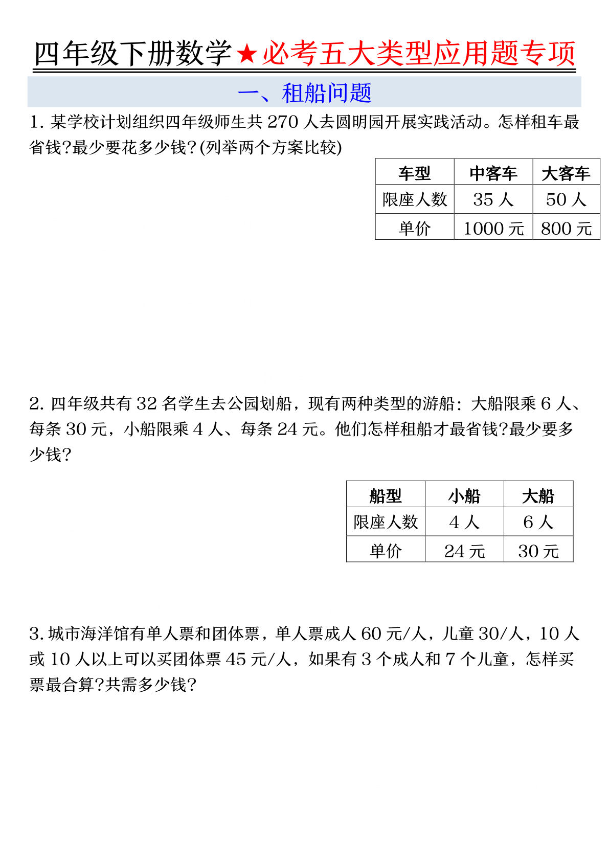 四年级下册数学期末必考：5大应用题提分秘籍 | 仔仔题库