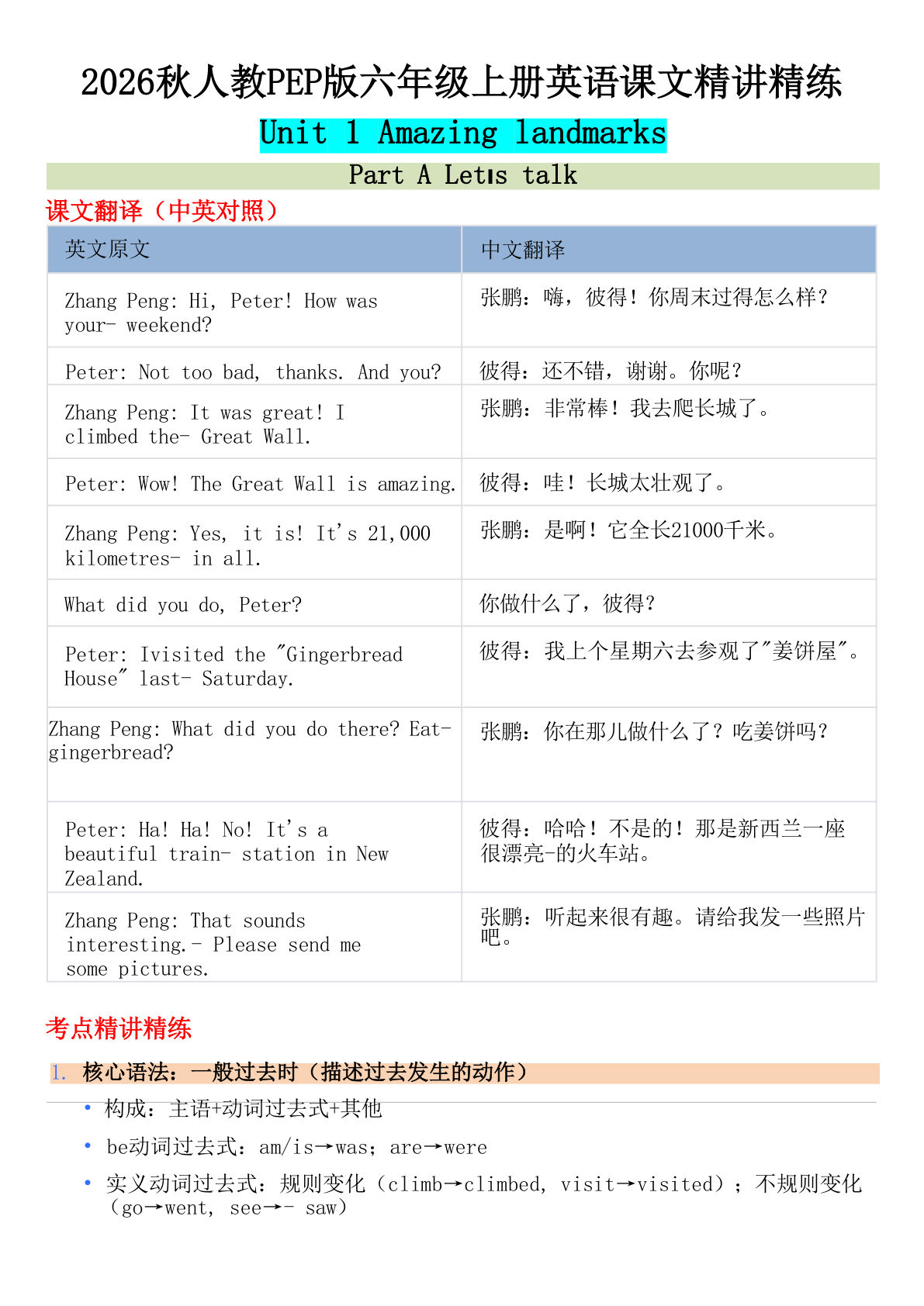 2026秋人教PEP版六年级上册英语课文精讲精练(1)-学霸资源网-分享小学前锋教辅先锋资源 - 小学1-6年级教辅资源|试卷|电子课本|课课练免费下载 - 语文数学英语同步练习 学习资料内页预览