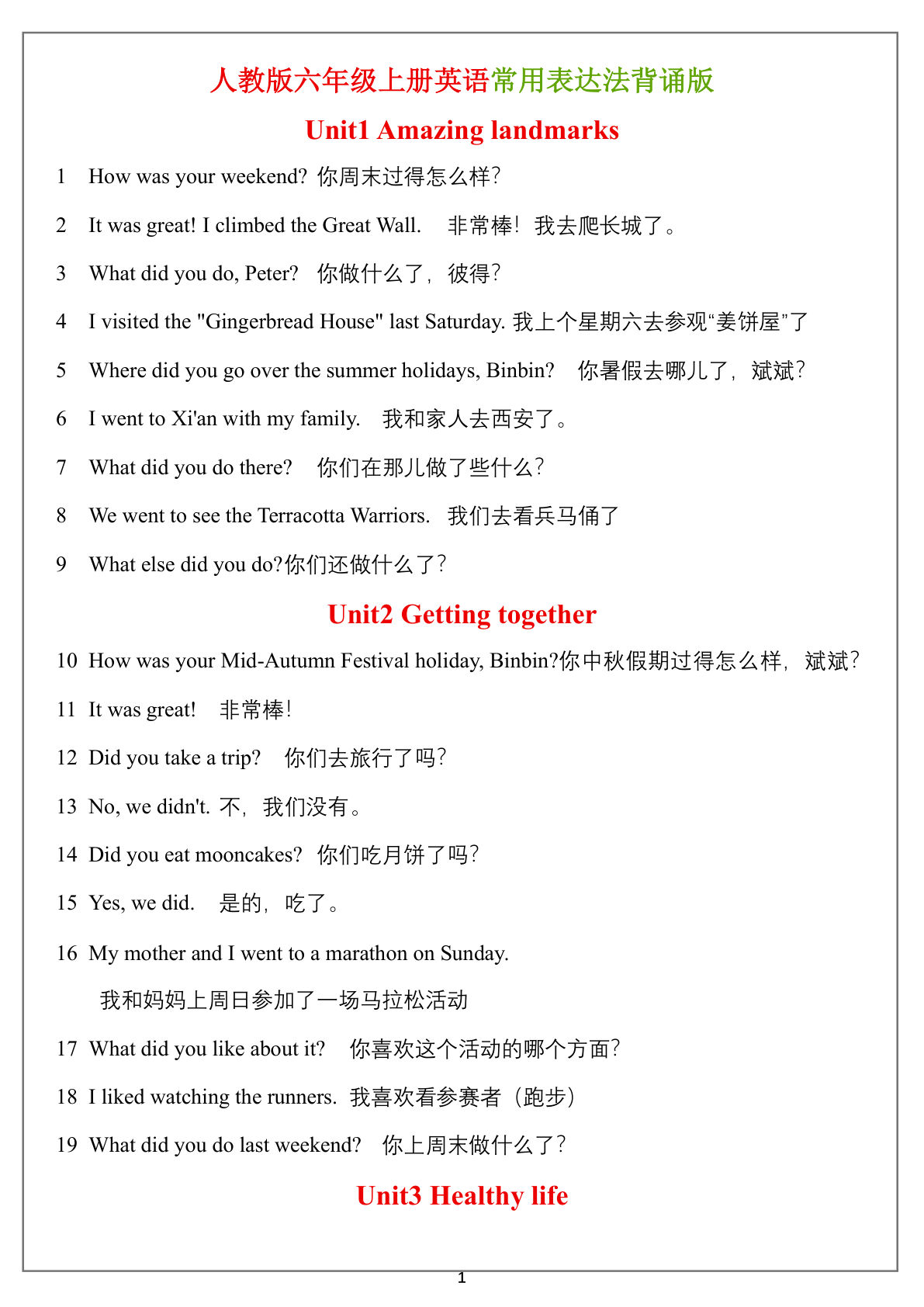 六年级上册英语常用表达法(背诵表)-学霸资源网-分享小学前锋教辅先锋资源 - 小学1-6年级教辅资源|试卷|电子课本|课课练免费下载 - 语文数学英语同步练习 学习资料内页预览