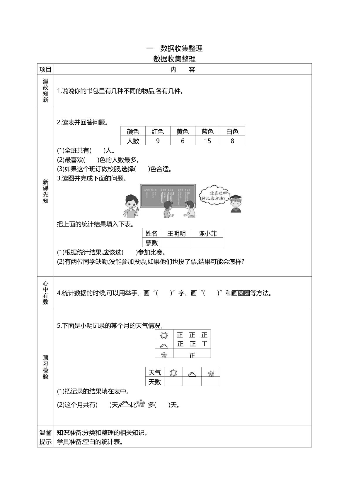 二年级下册人教版数学【课前预习单】