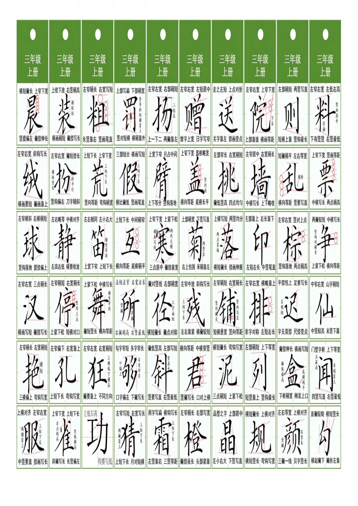 【同步精讲字卡（共10页）】三年级下册语文