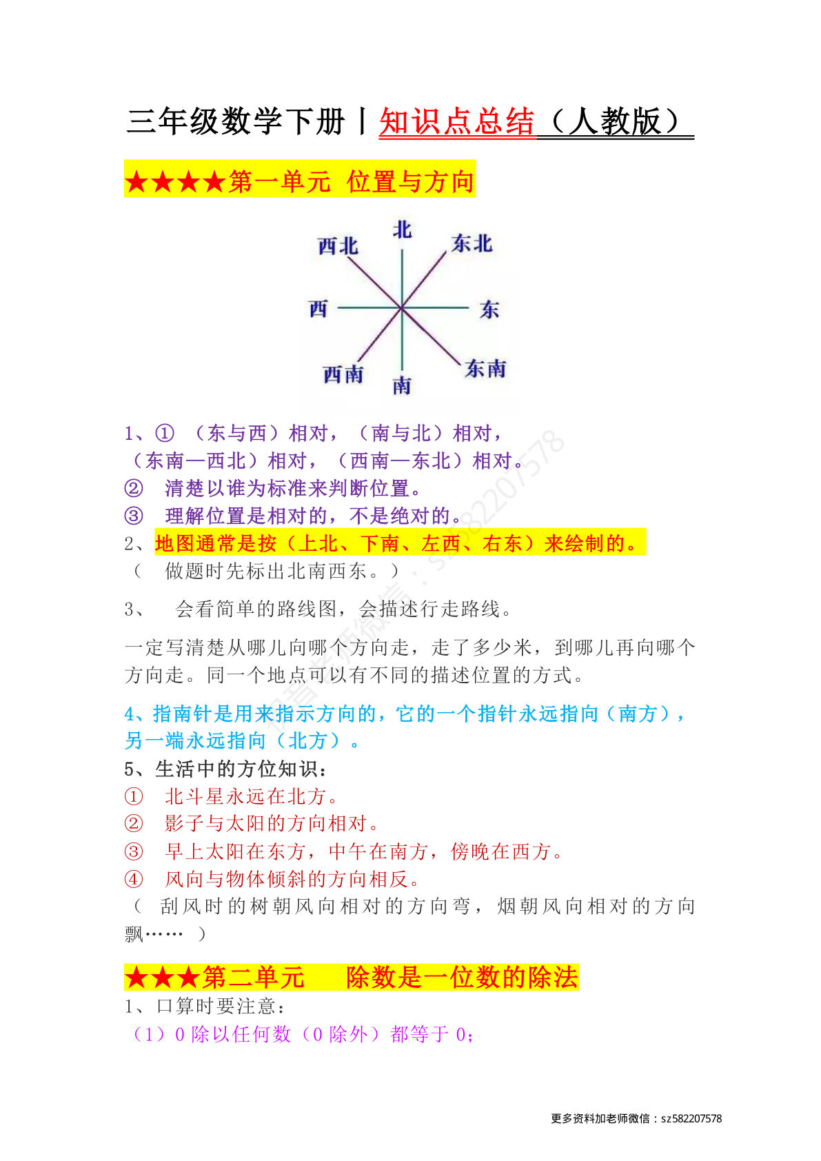 三年级下册人教版数学【知识点总结】