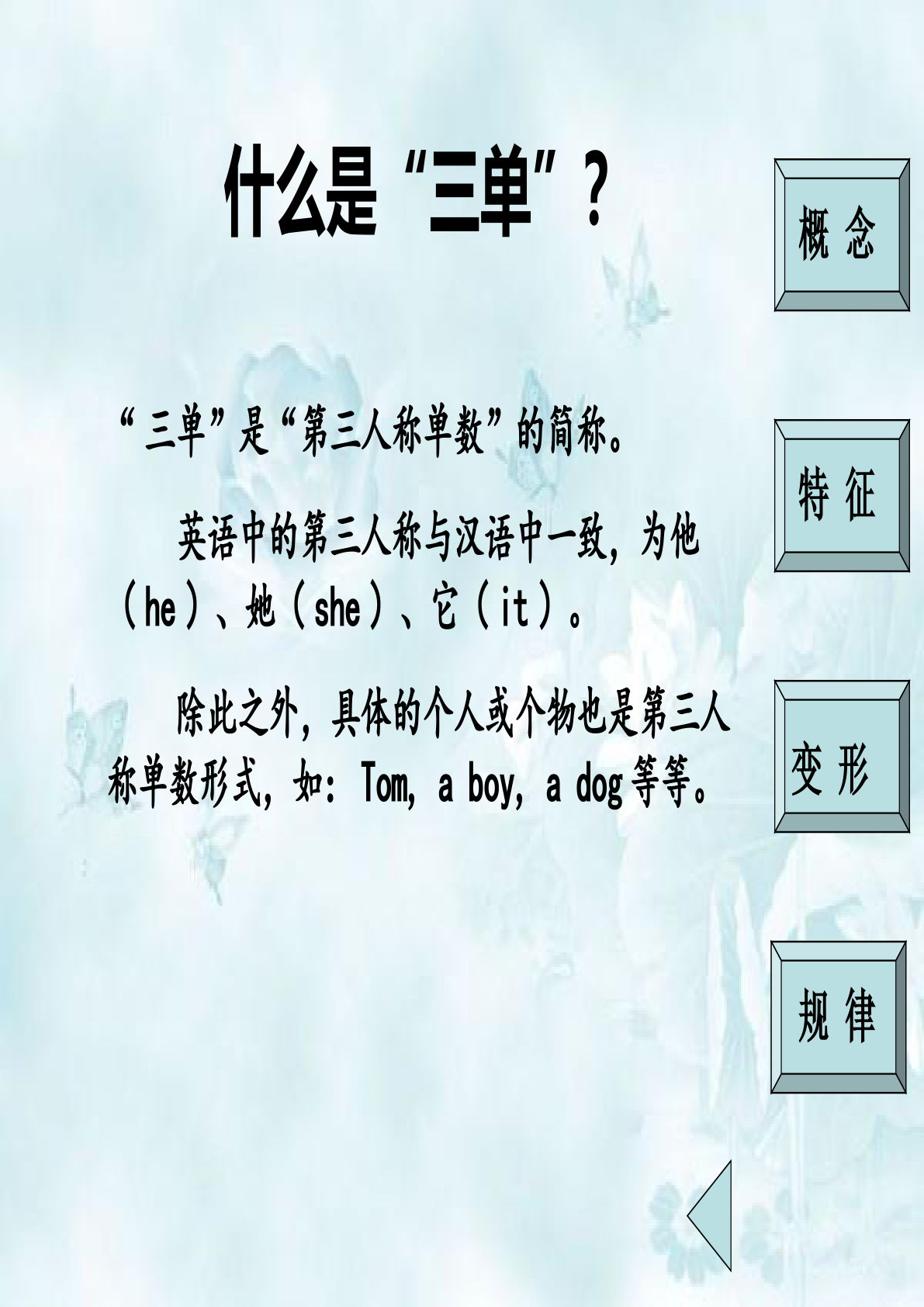 四年级下册英语【小学语法-动词的第三人称单数】