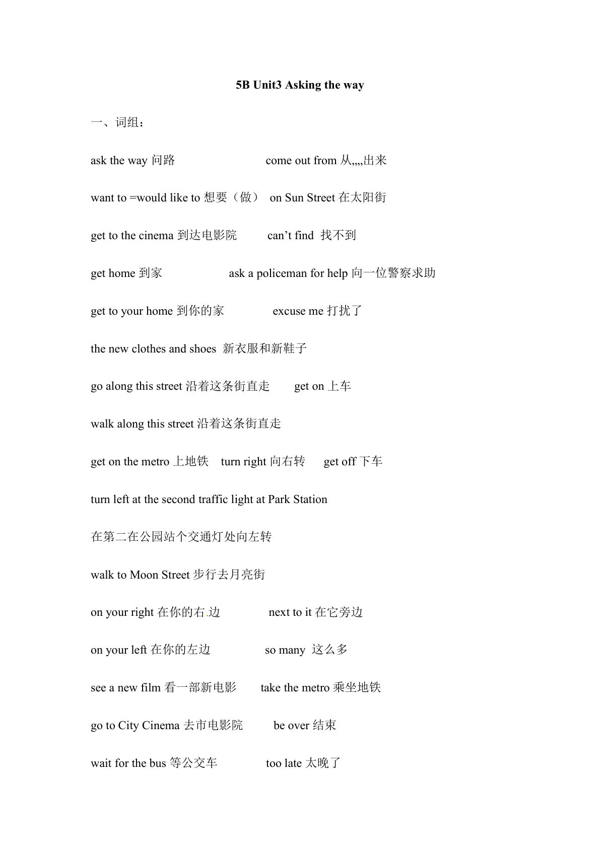 五年级下册译林版英语【Unit 3知识点】