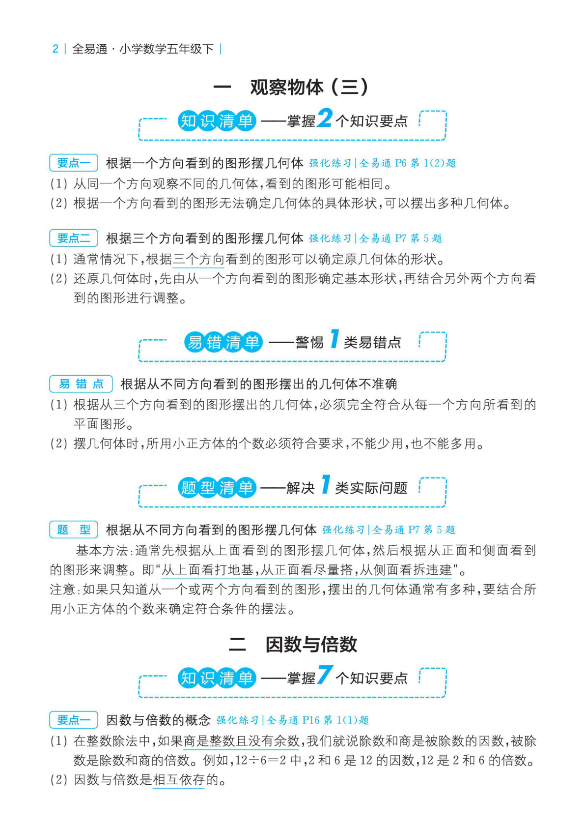 五年级下册人教版数学【知识清单】