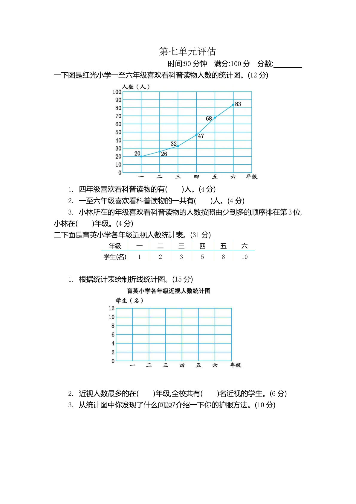 五年级下册冀教版数学【第七单元测试卷.2】