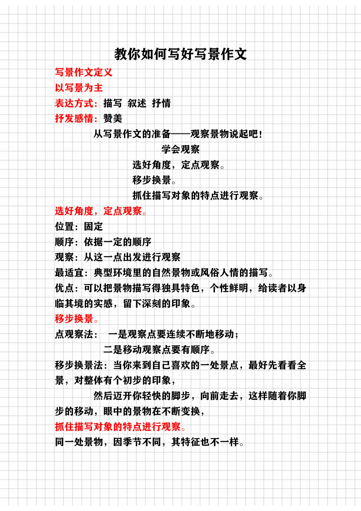 六上册教你写好（写景作文）讲义