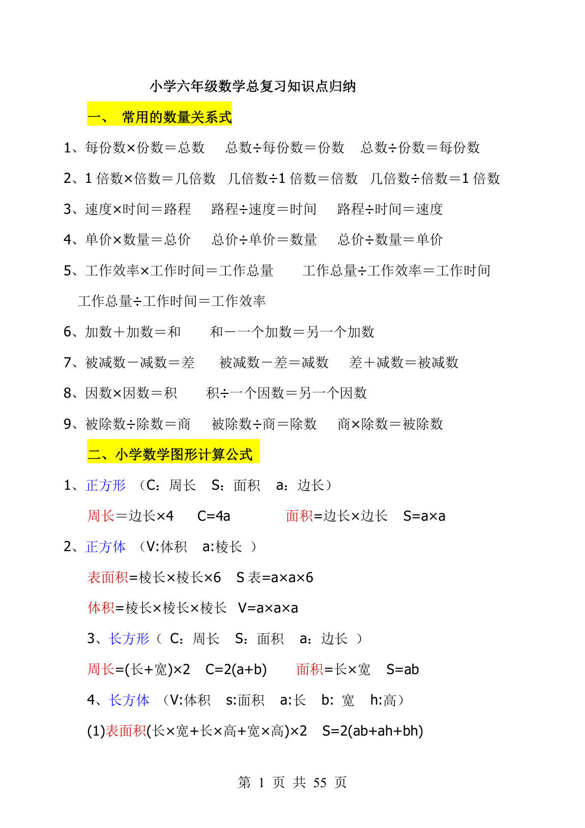 六年级下册北师版数学【知识点归纳】