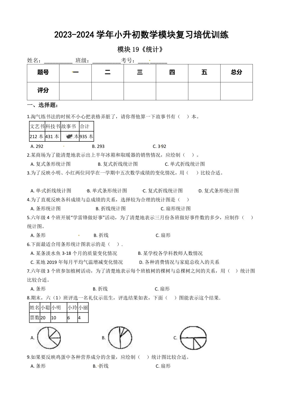 六年级下册苏教【六年级下册培优】模块19《统计》