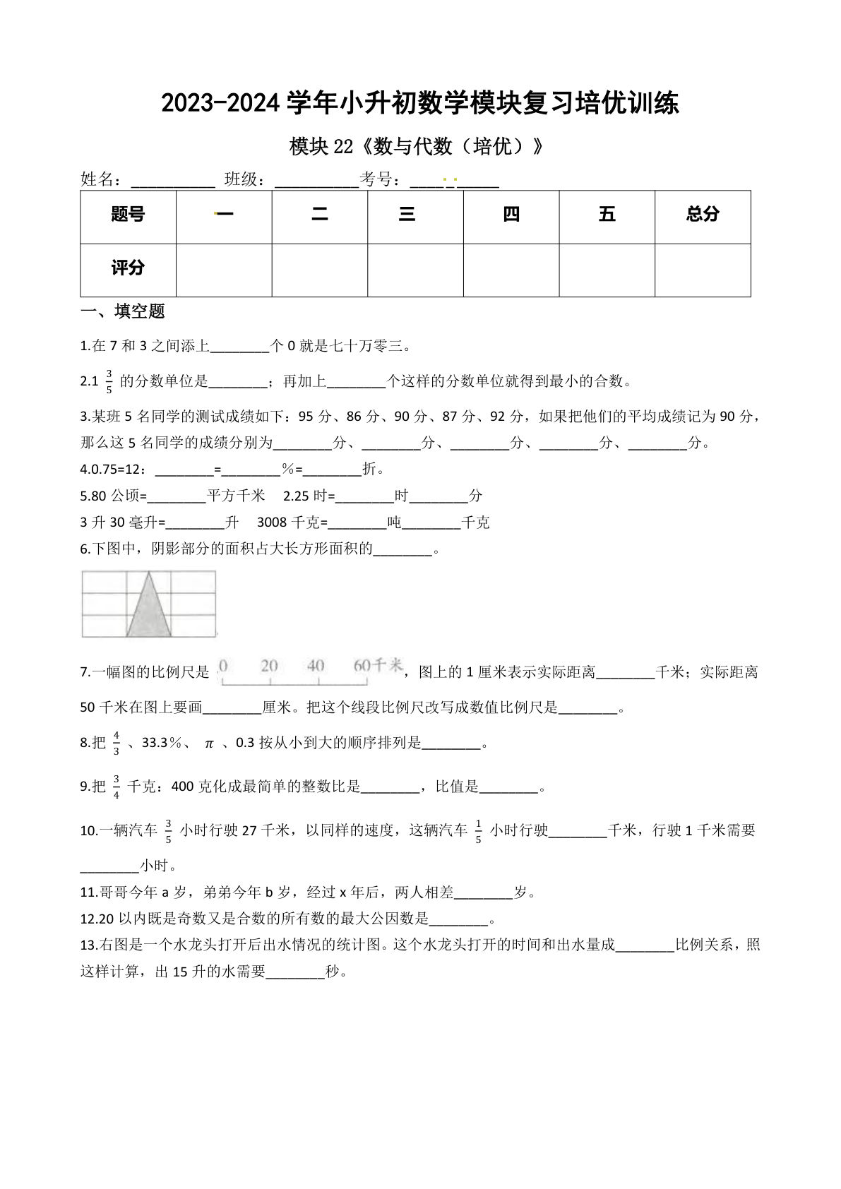 六年级下册苏教【六年级下册培优】模块22《数与代数（培优）》
