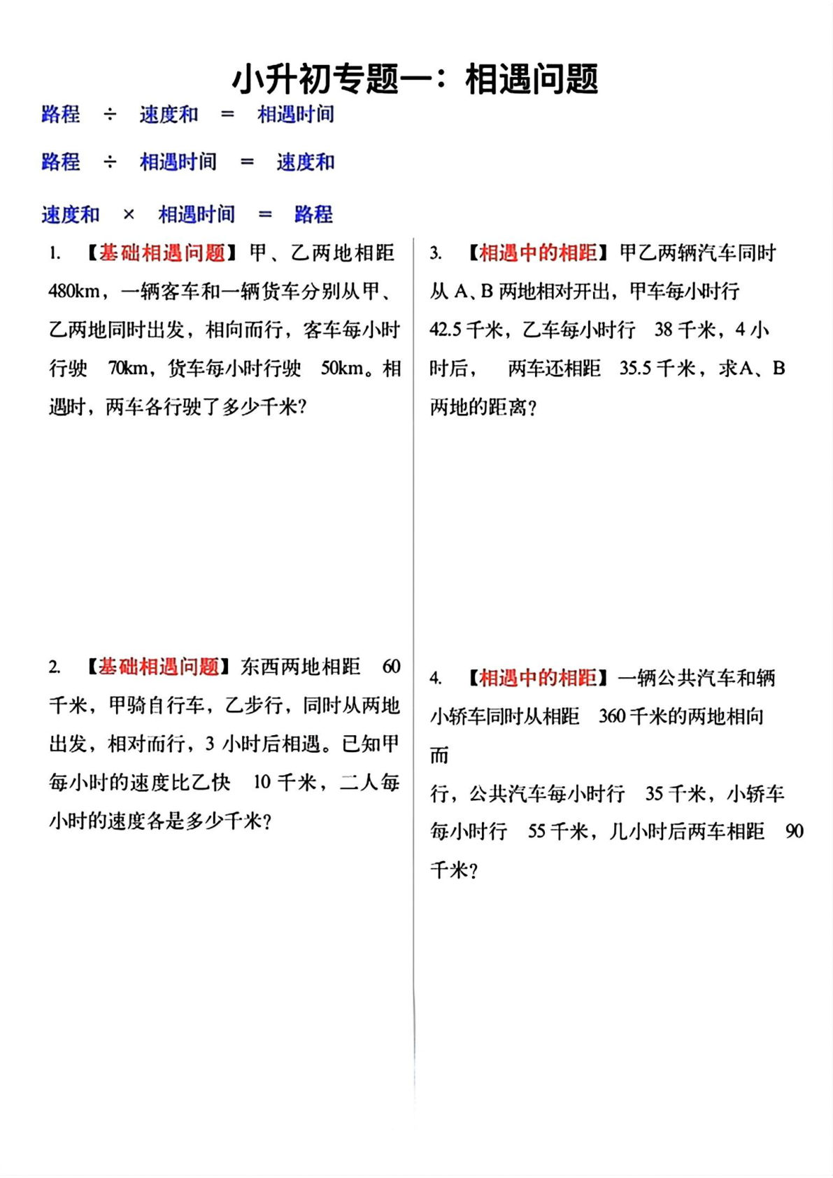 六年级下册数学【必考应用题12大专题（空白）】
