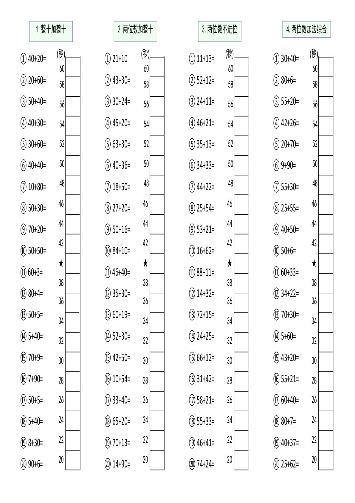 难度5：100以内大数计算闯关-鸡娃题库官网-永久免费分享小学教辅资源