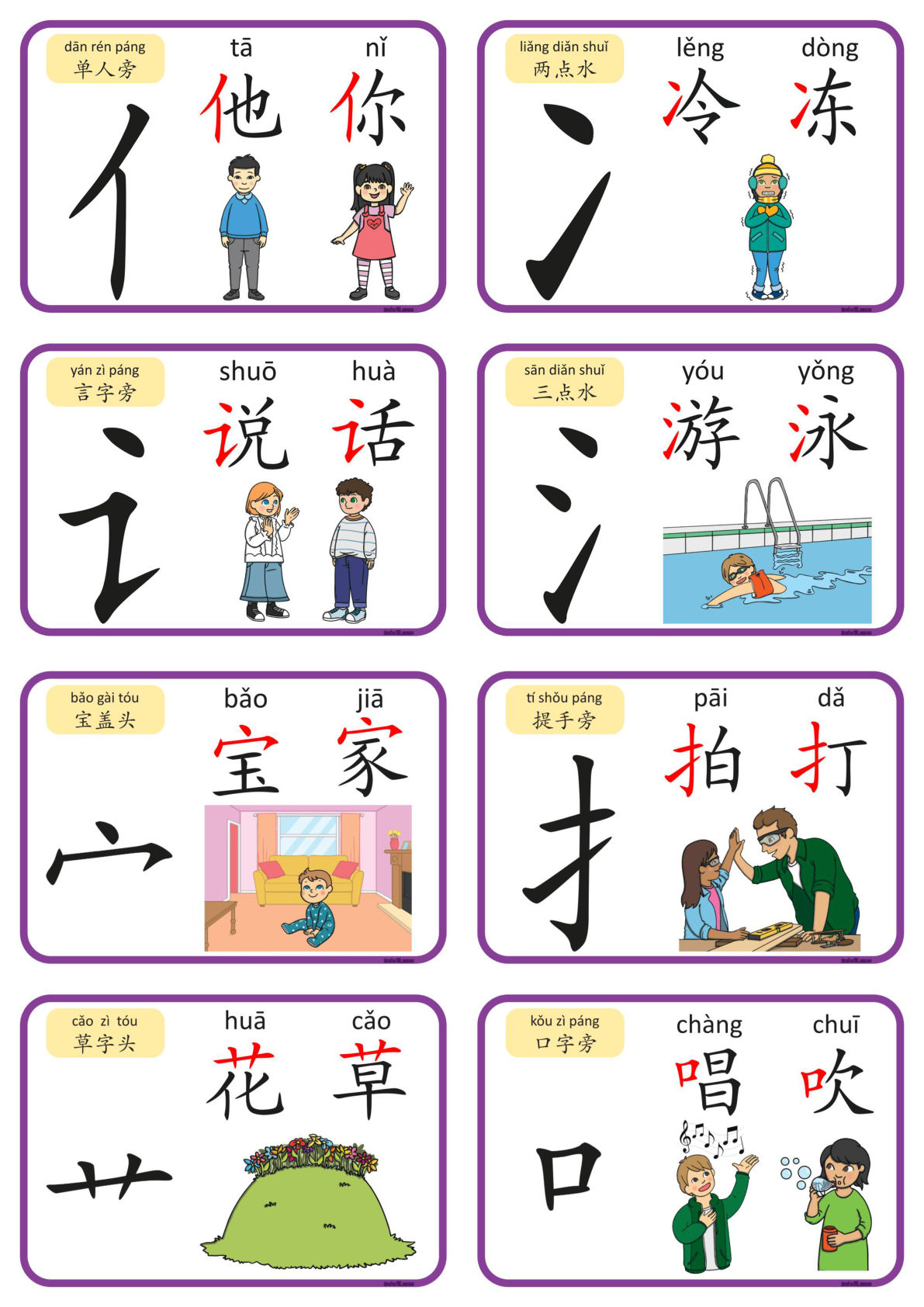 2_认识部首和偏旁闪卡